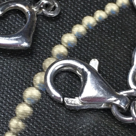 Sterling Silver Heart Link Bracelet FAS 925 - Picture 5 of 5